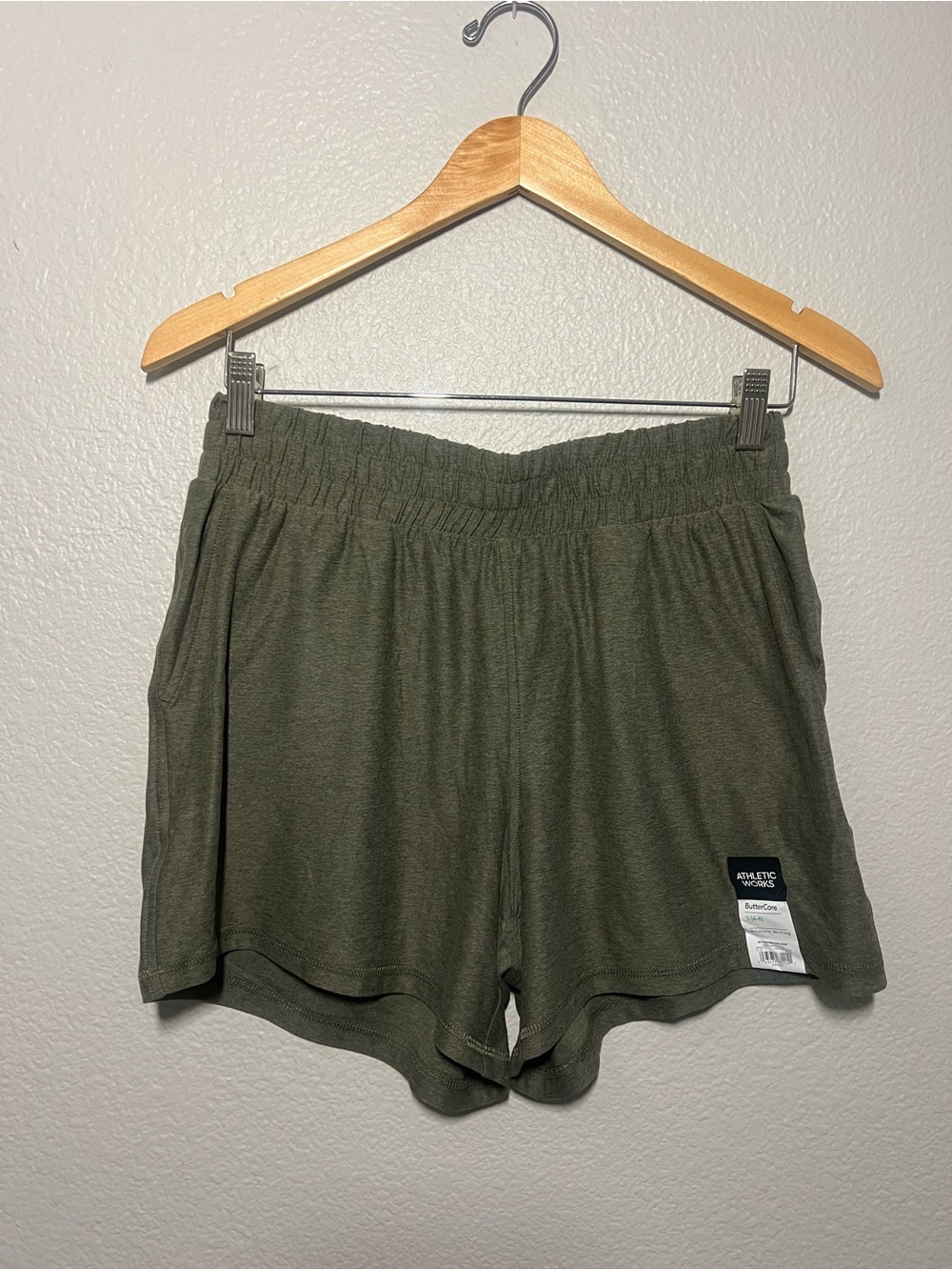 Athletic Works ButterCore Soft Performance Gym Shorts Olive Green Size Small